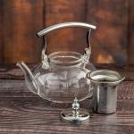 Glass Teapot with Stainless Steel Infuser and Handle