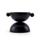 Black Modern Decorative Pedestal Bowl with Side Handles - double-tiered pedestal base