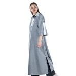  Casual Midi Dress With Contrast Collar