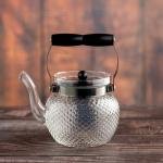 Glass Teapot with Stainless Steel Infuser - Textured Bubble Design