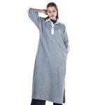  Casual Midi Dress With Contrast Collar