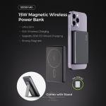 Brave Ultra Slim 10000mAh Magnetic Wireless Power Bank 15W With Stand,MagSafe Portable Charger – Grey