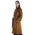 Women's Two Tone Long Lapel Belted Trench Coat