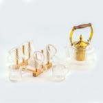 إبريق شاي زجاجي كلاسيكي مع مجموعة 6 أكواب