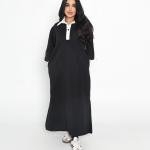 Mid-length dress with contrast collar