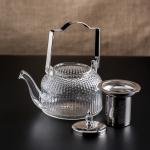 Elegant Glass Teapot with Stainless Steel Infuser & Handle