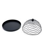 Modern Black Metal Food Cover with Tray - elegant wire mesh dome