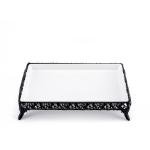 Ornate Rectangular Porcelain Serving Tray with ornate legs