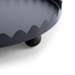 Metal Round Serving Tray with with Circular Cutout Edges