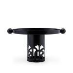 Modern Metal Cake Stand with Decorative Cut-Out Base - side handles with ball accents