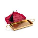 Luxury Indian pastry tray with nail handle Cartier-style, cotton fabric cover