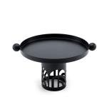Modern Metal Cake Stand with Decorative Cut-Out Base - side handles with ball accents