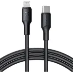 كابل فولتمي باورلينك EDC من النوع C إلى لايتنينج 2.0 متر 3 أمبير 30 واط أسود