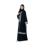 Royal Elegance Embroidered Front-Open Abaya with Contrast Detailing with Scarf