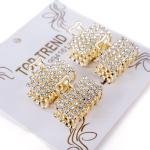 Artificial Rectangular, gemstone-studded Hair Clip Set