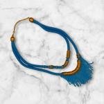 Bohemian Blue Fringe Bib Necklace