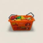 سلة تسوق لعبة مصغرة للأطفال  تشمل أكثر من 20 قطعة طعام لعبة