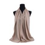Chiffon and Cotton Scarf with Fine Stitch Edges - Khaki