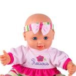 دمية طفل ناعمة وواقعية مع ملابس مخططة وربطة رأس رفيقة لطيفة واحتضان