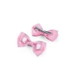 Girl's Elegant Satin Bow Hair Clip with Silver Trim