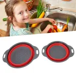 مصفاة قابلة للطي بمقابض – أحمر ورمادي