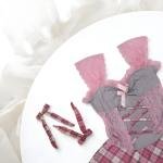 VIP Plaid Lace Corset Babydoll Dress with Bow Detail and Matching Arm Ties