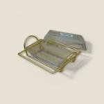 3-Piece Rectangular Glass Serving Dish Set with Gold Metal Stand