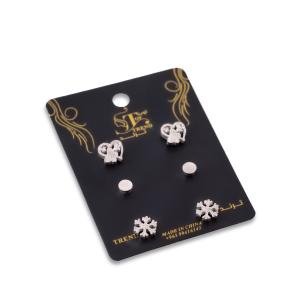 Artificial Snowflake, Butterfly Heart & Minimalist Stud Earring Set