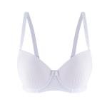 Ribbed Padded Bra with Underwire, Adjustable Straps, Satin Bow.