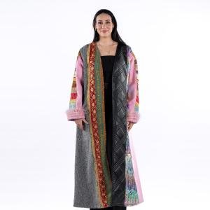 Women's Colorfull Multi Patterned Warm Bisht 