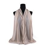 شيلة من القطن والشيفون مع حواف بخياطة دقيقة - بيج داكن