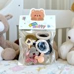 Happy Bear Kids Hair Accessories Set – Cartoon & Neutral Color Elastics Pack