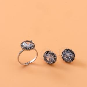 Artificial Luxury Round-Cut Crystal Neckless and Earrings  Set