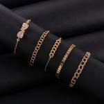 مجموعة أساور أنيقة بالقوس والسلسلة - 5 قطع