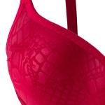 Satin Snake-Texture Padded Underwire Bra with Bow Accent