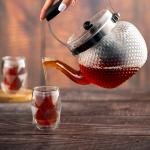 إبريق شاي زجاجي مع مصفاة ستانلس ستيل  تصميم فقاقيع ملمس وسط