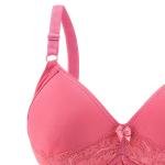 Lace Trim Bra with Padding, Underwire, Adjustable Straps, Bow