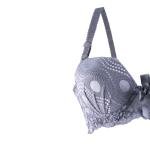 Lace Lingerie Set with Patterned Mesh, Underwired Bra, Satin Bow