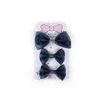 Girl's Elegant Satin Rhinestone Accent Crystal Details Hair Bow Clip