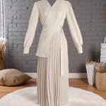 Pleated Maxi Dress with Wrap-Style Bodice & Utility Pocket Detail