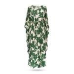 Tropical Fern Pleated Kaftan Dress – Belted Maxi Style