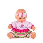 دمية طفل ناعمة وواقعية مع ملابس مخططة وربطة رأس رفيقة لطيفة واحتضان
