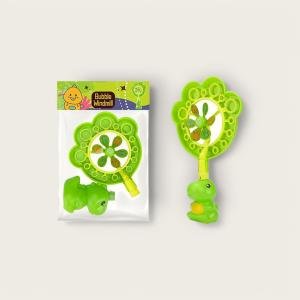 Dino Bubble Windmill Set – Green Leaf Spinner with Cartoon Dino Handle