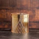 Golden-Tinted Round Acrylic Tissue Box with Geometric Design