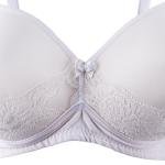 White Lace Overlay Padded Bra Underwired Cups with Satin Bow, Smooth Adjustable Straps, and Floral Lace Detail
