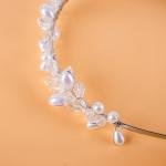 طوق الشعر الأنيق باللؤلؤ والكريستال بتصميم الأوراق