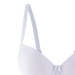 Ribbed Padded Bra with Underwire, Adjustable Straps, Satin Bow.