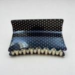 Noir Retro Dot Hair Claw with Gloss Finish & Gold-Grip Teeth