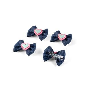 Girls Heart Accent Bow Hair Clip