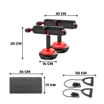 Multifunctional Fitness Ab Roller with Resistance Bands and Foam Handles.